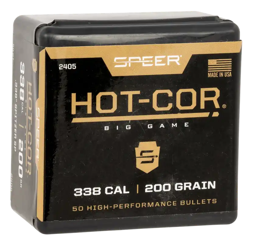 Speer Hot-Cor .338 Cal 200gr Spitzer Soft Point Rifle Reloading Bullets, 50/Box 2405