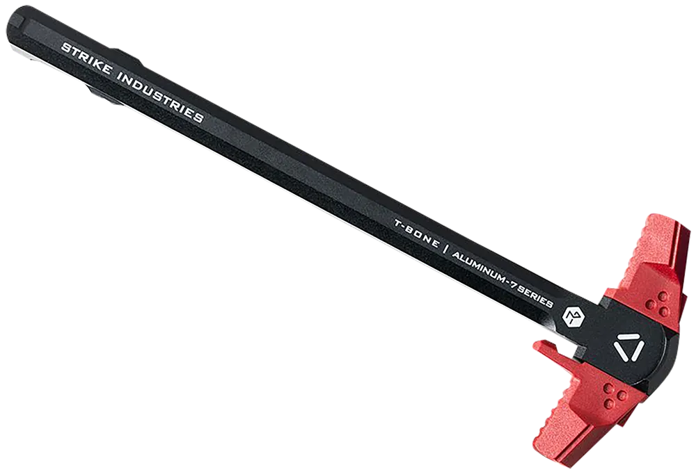 Strike T-Bone AR-15 Charging Handle w/ Adjustable Gas Redirect, Red/Black ARTBCH223BKRED