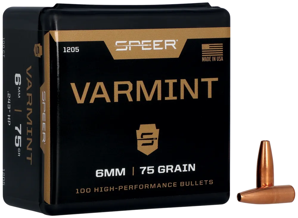 Speer Varmint Hollow Point Rifle Bullets .243/6mm 75 Grain Jacketed Hollow Point, 100 Count 1205