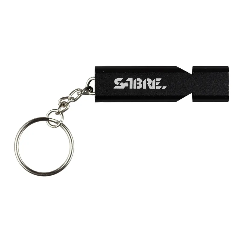 Sabre Emergency Safety Whistle with Lanyard, Key Ring & Carabiner Clip, 120 dB, Black WSTL-02