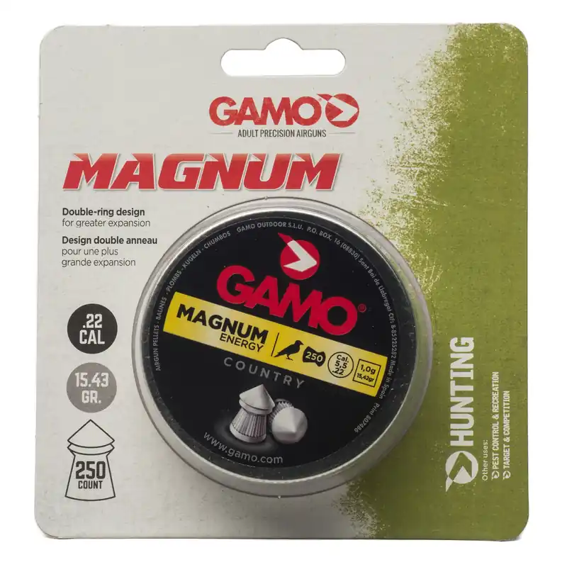 Gamo USA Magnum Spire Point Double Ring .22 Caliber Lead Air Gun Pellets, 250 Count 6320225BL54