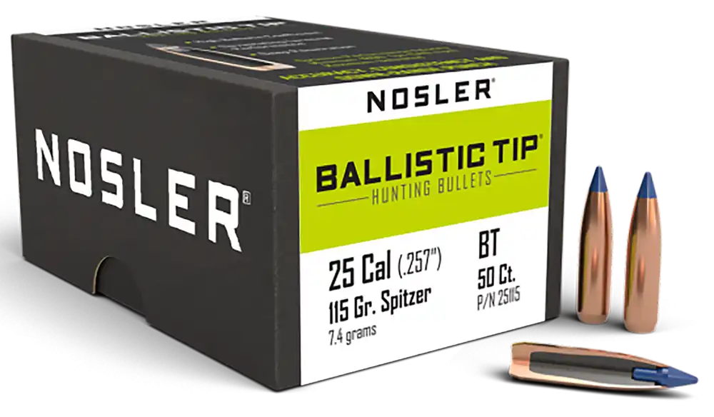 Nosler Ballistic Tip Hunting Bullets .25 Cal .257" 115gr Spitzer Point 50/Box 25115