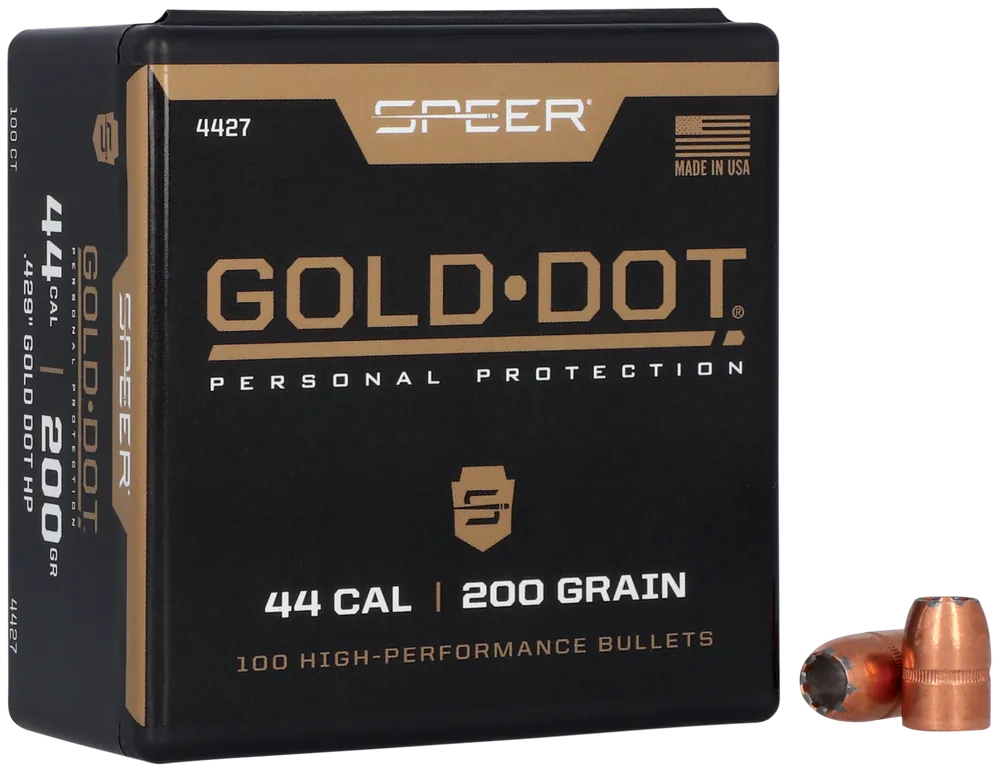Speer Ammo Gold Dot .44 Cal 200 Grain Bonded Hollow Point Handgun Component Bullets 4427