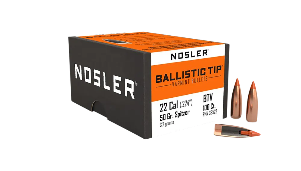 Nosler Ballistic Tip Varmint Bullets .22 Cal 50 Grain Spitzer Point 100 Count 39522