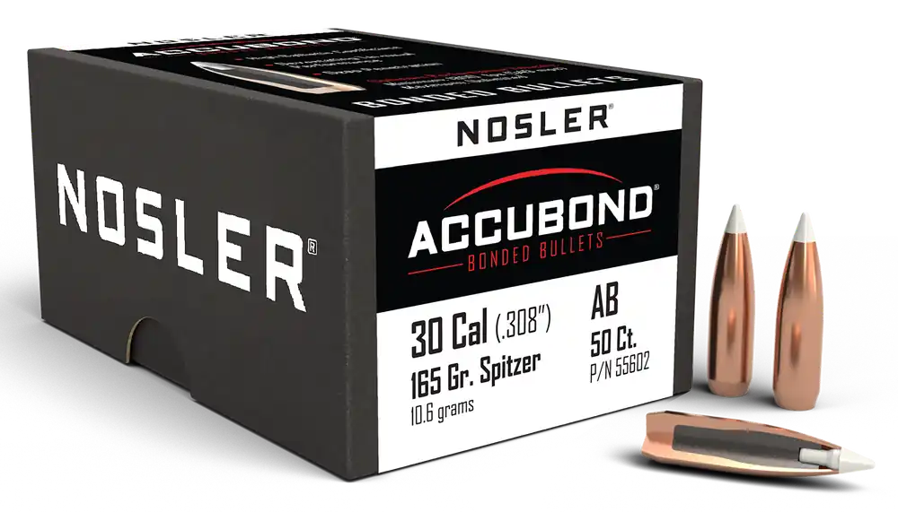 Nosler AccuBond .30 Cal 165gr Spitzer Point Boat Tail Hunting Bullets 50/Box 55602
