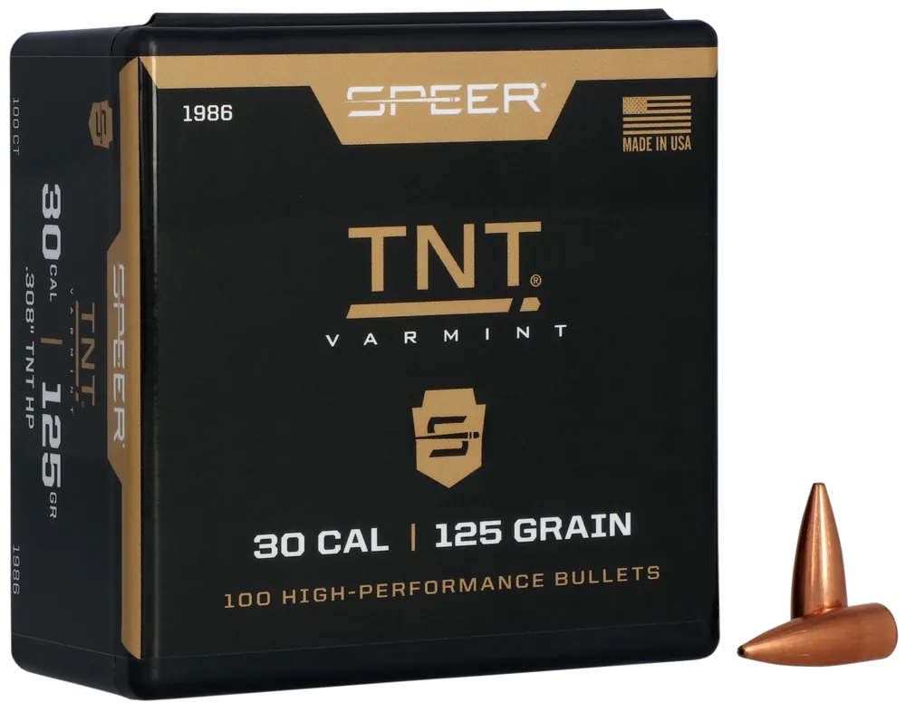 Speer TNT Varmint Rifle Bullets .30 Cal 125gr Jacketed Hollow Point, 100 Count Box 1986