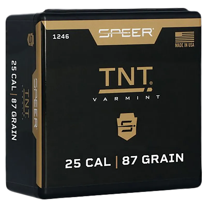 Speer Ammo TNT .25 Caliber .257 87gr Jacketed Hollow Point Varmint Rifle Bullets, 100/Box 1246