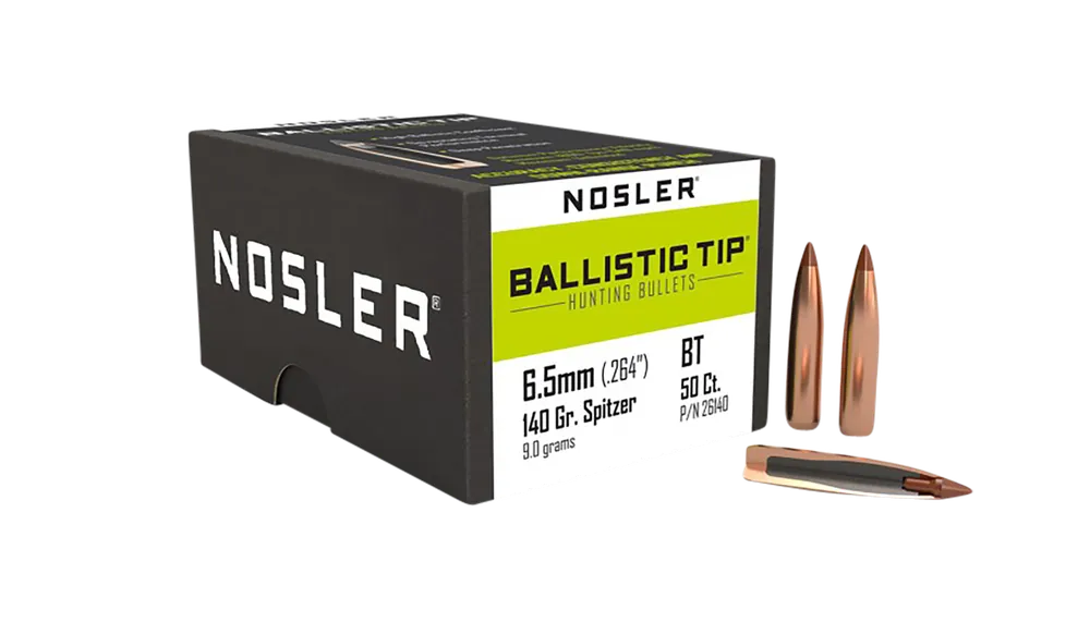 Nosler Ballistic Tip Hunting Bullets 6.5mm (.264) 140gr Spitzer Boat Tail 50ct 26140