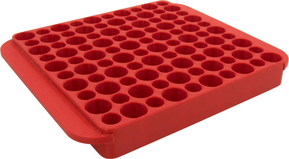 Hornady Magnum Reloading Block 50-Round Large Caliber Case & Shotshell Tray, Red 480042