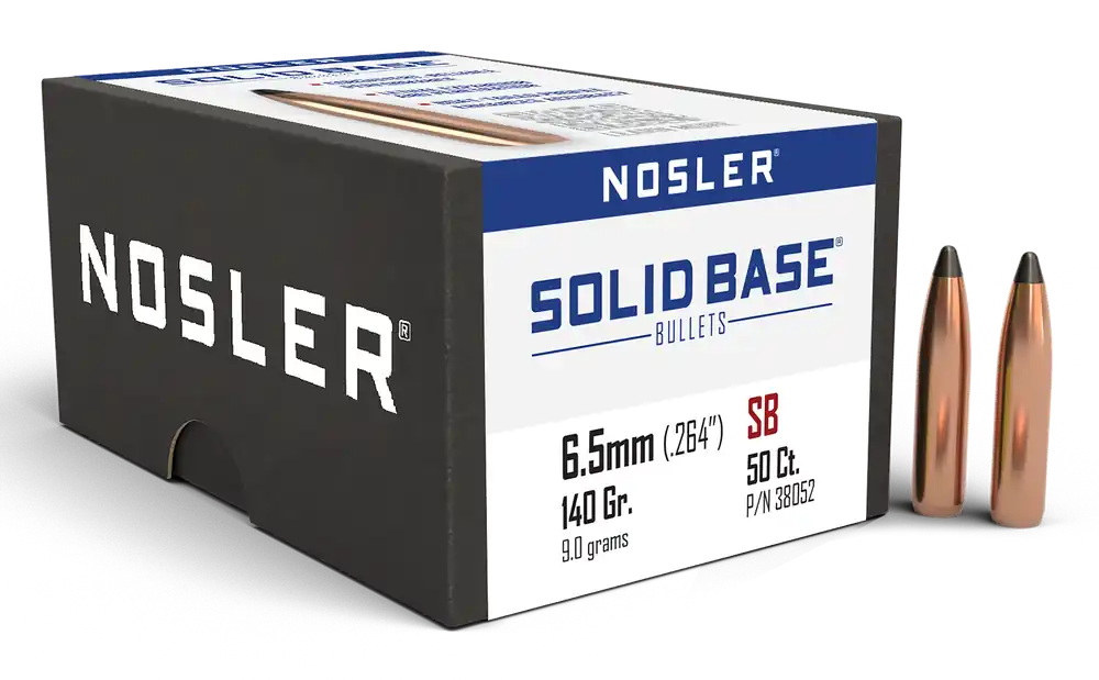 Nosler Solid Base 6.5mm 140gr Soft Point Hunting & Reloading Bullets, 50 Count 38052
