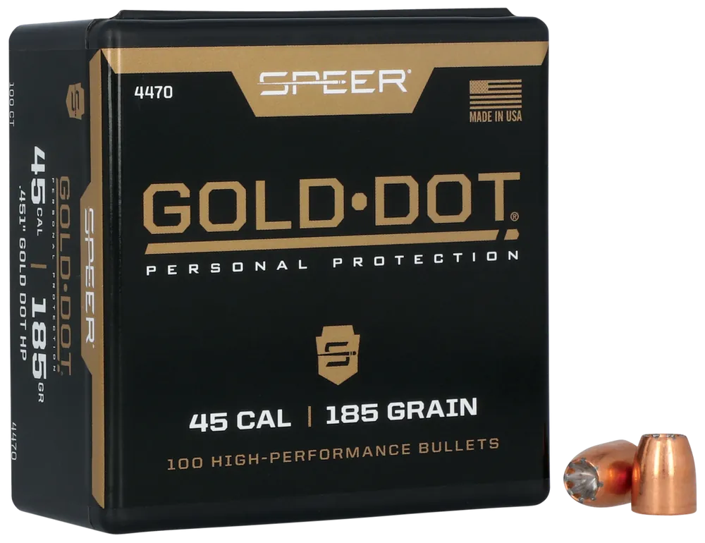 Speer Gold Dot .451 185gr Hollow Point Handgun Component Bullets, 100ct Box 4470