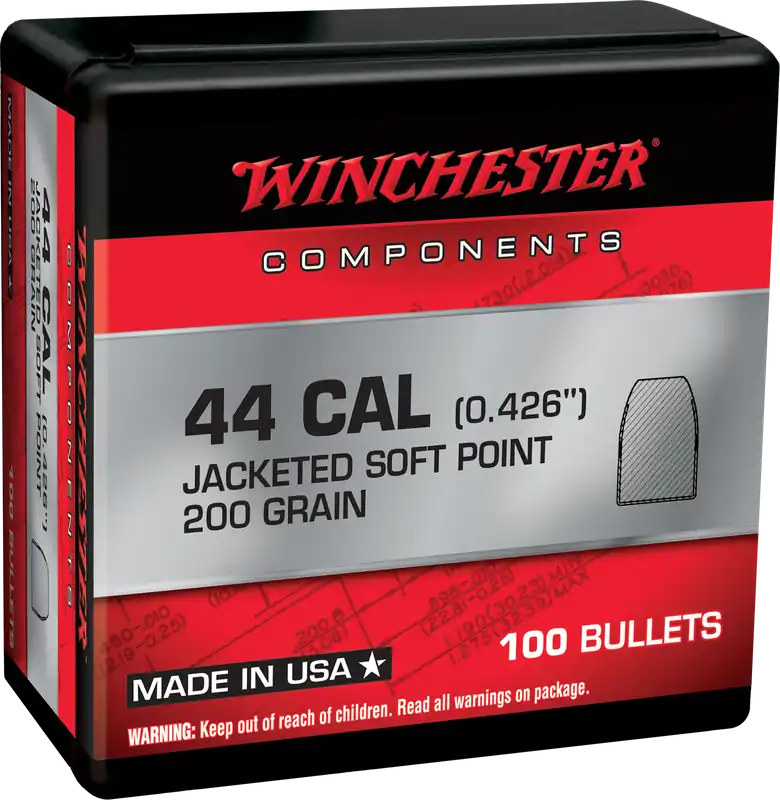 Winchester Ammo Components .44 Remington Magnum 200gr Jacketed Soft Point Bullets 100ct WB44SP200X
