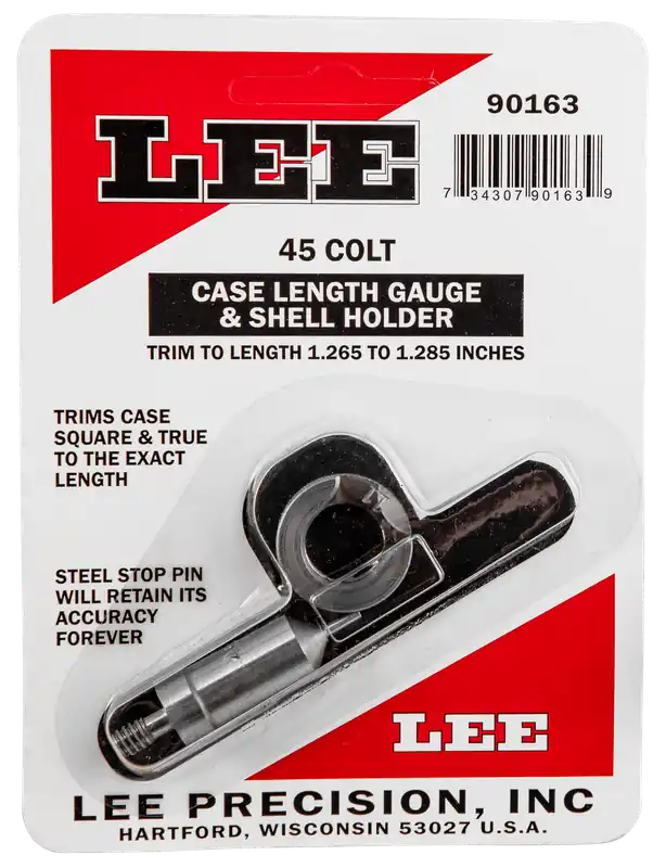 Lee .45 Colt Case Length Gauge & Shell Holder, Steel Trimming Tool for Cutter/Lock Stud 90163