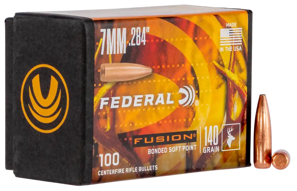 Federal Fusion Component 7mm (.284) 140gr Bonded Soft Point Boat Tail Rifle Bullets 100ct FB284F1