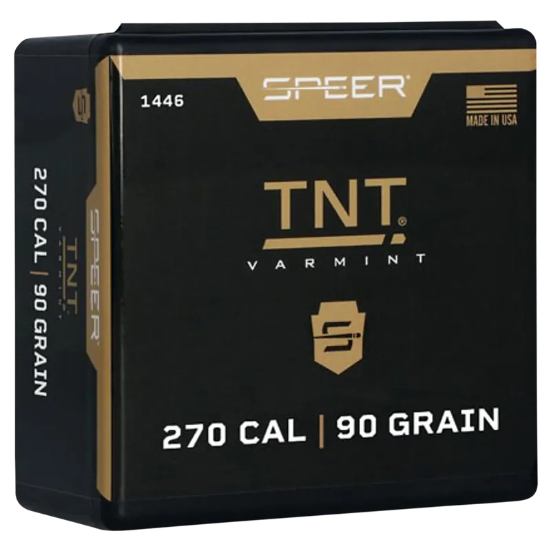 Speer TNT Varmint .277 Caliber 90 Grain Hollow Point Reloading Bullets, 100/Box 1446