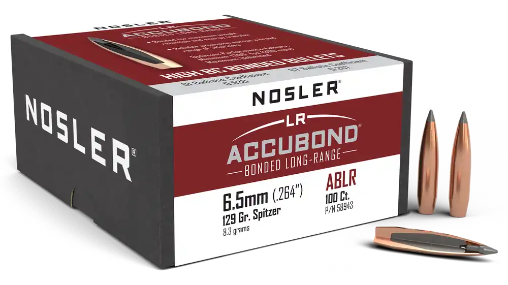 Nosler AccuBond Long Range 6.5 Creedmoor 129gr Spitzer Point Bullets 100ct 58943