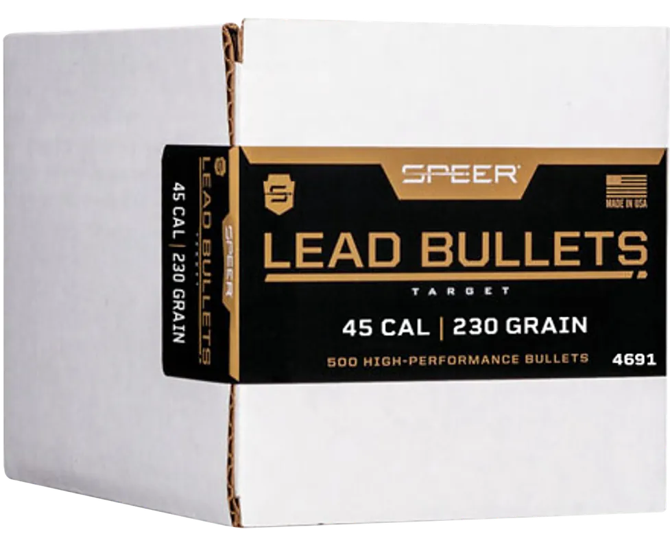 Speer Ammo Lead Handgun Bullets .45 Caliber .452 230 Grain Lead Round Nose, 500 Count 4691