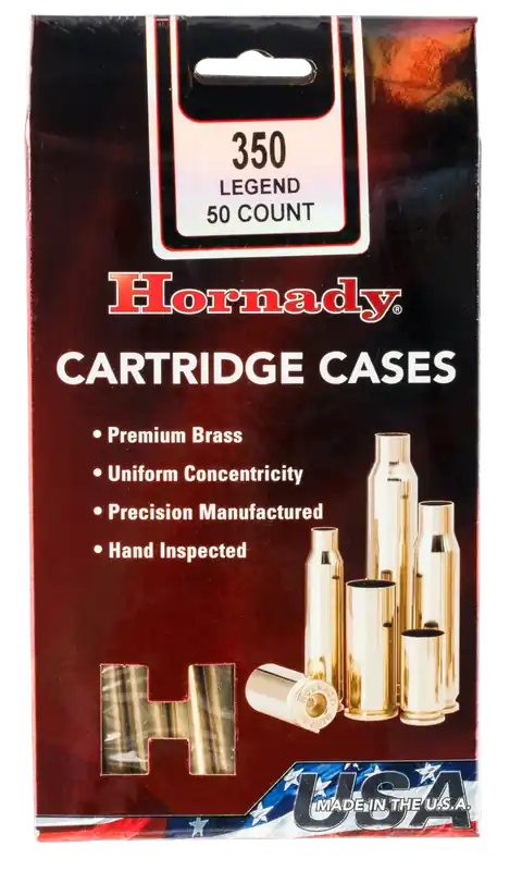 Hornady .350 Legend Unprimed Brass Cartridge Cases, 50 Count Reloading Brass 87296