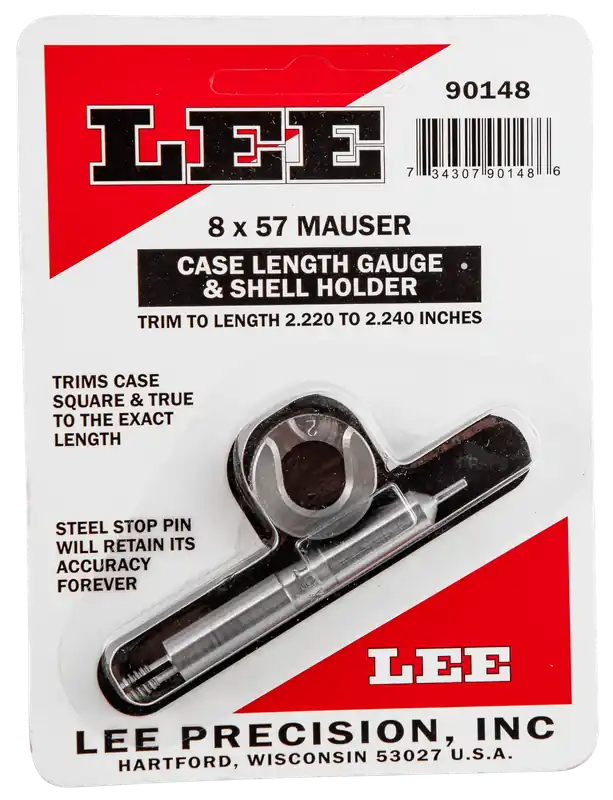 Lee Precision 8x57 Mauser Case Length Gauge & Shell Holder for Brass Trimming 90148