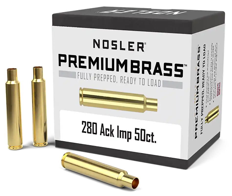 Nosler Premium Unprimed Rifle Brass Cases for .280 Ackley Improved, 50/Box 10175