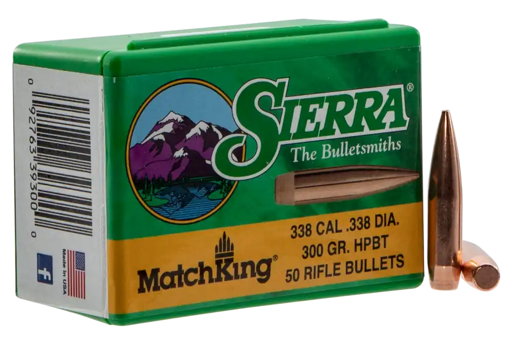 Sierra MatchKing .338 Cal 300gr Hollow Point Boat Tail Target Rifle Bullets 50/Box 9300T