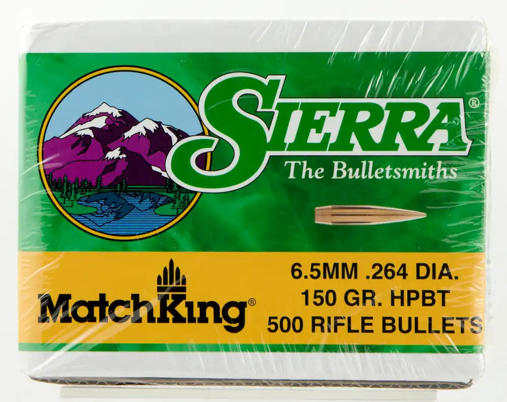Sierra MatchKing 6.5mm (.264) 150gr Hollow Point Boat Tail Match Bullets 500/Box 1755C