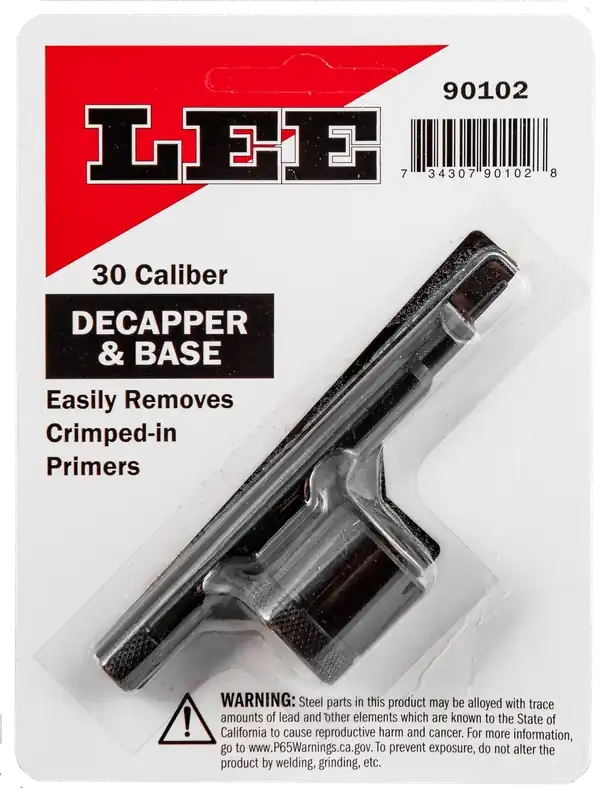 Lee Precision Decapper & Base for .22 Caliber Military Brass Primer Crimp Removal 90103