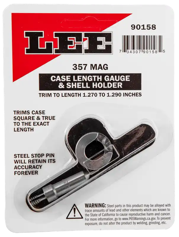 Lee Precision .357 Magnum Case Length Gauge & Shell Holder, Steel Trim Tool for Cutter/Lock Stud 90158