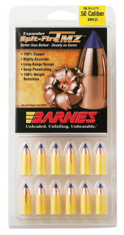 Barnes Bullets Spit-Fire TMZ .50 Cal 290gr Lead-Free Copper Polymer Tip Muzzleloader Bullets 30594