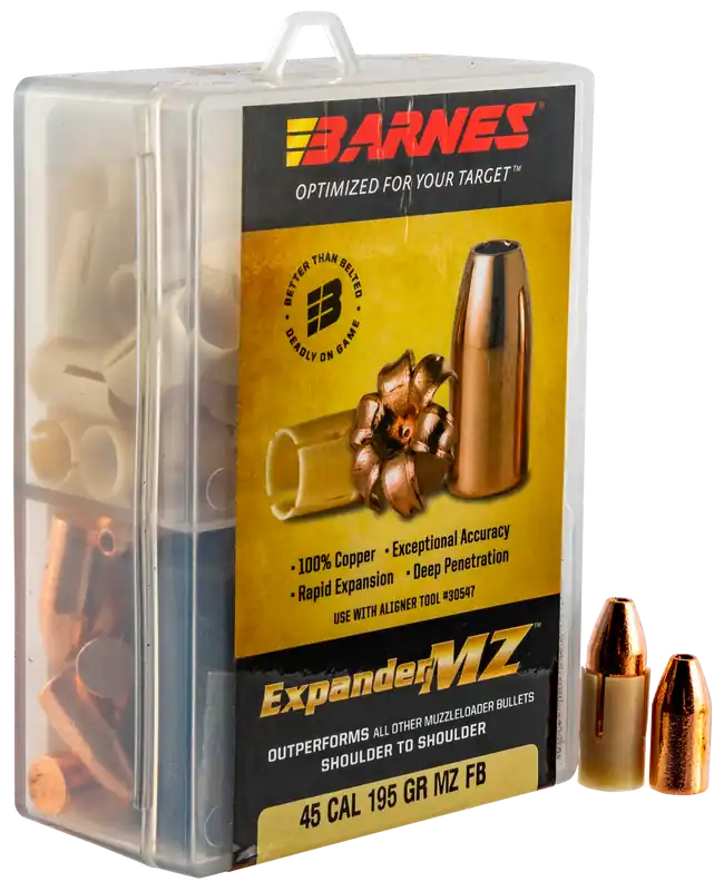 Barnes Bullets Expander MZ .45 Cal Muzzleloader Bullets, 195gr Copper Hollow Point, 24ct 30509