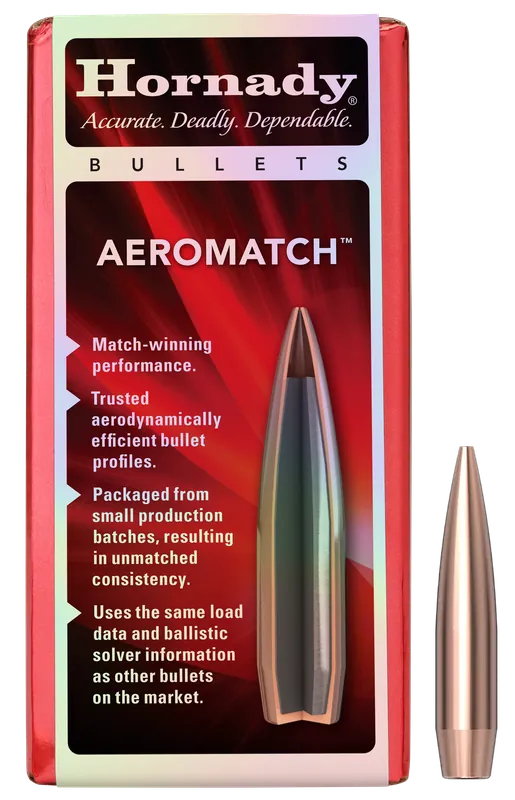 Hornady AeroMatch 6.5mm (.264) 140gr HPBT Match Bullets, 100/Box 26303