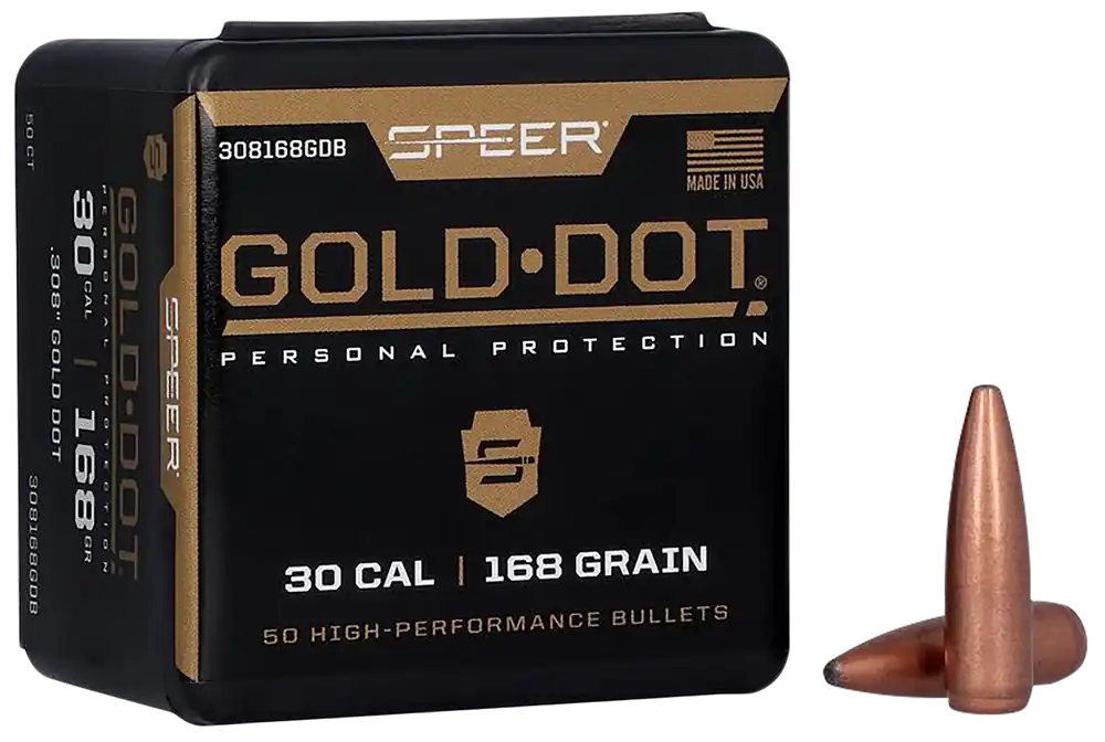 Speer Gold Dot .308 168gr Soft Point Rifle Component Bullets, 50 Count (20/Case) 308168GD