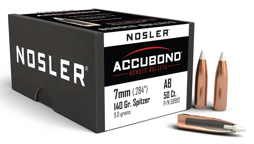 Nosler AccuBond 7mm (.284) 140 Grain Spitzer Boat Tail Bonded Hunting Bullets 50/Box 59992