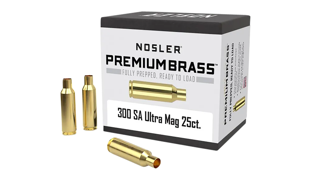 Nosler Premium Brass Unprimed Rifle Cartridge Cases for .300 Remington SAUM, 25/Box 10228