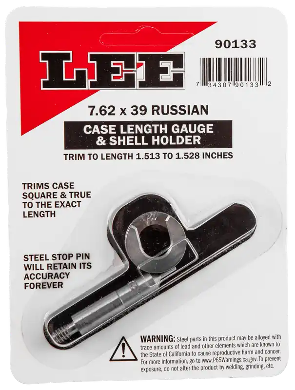 Lee 7.62x39 Russian Case Length Gauge & Shell Holder for Brass Trimming, 90133