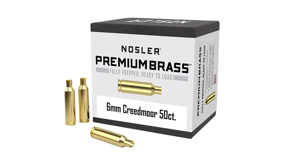 Nosler Premium Unprimed Brass Cases for 6mm Creedmoor Rifle Reloading, 50 Count 10229
