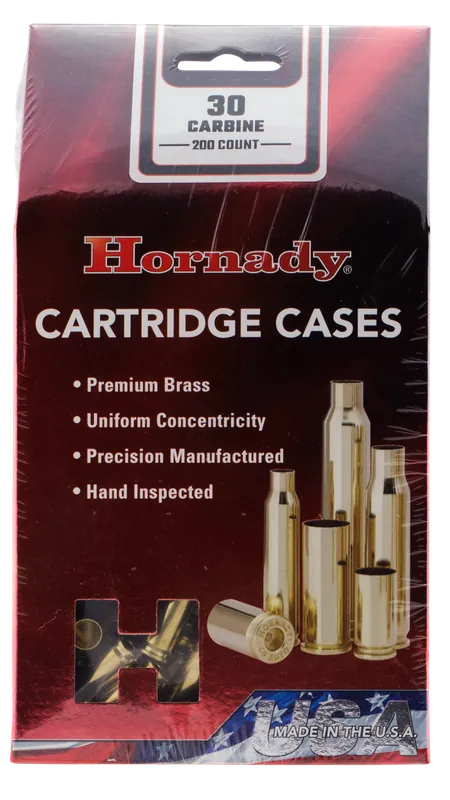 Hornady .30 Carbine Unprimed Brass Rifle Cartridge Cases for Reloading, 200 Count 8650