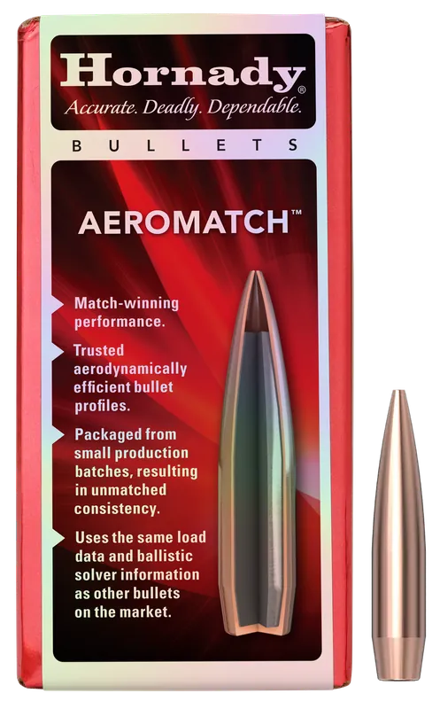 Hornady AeroMatch .30 Cal .308 168gr HPBT Match Bullets, 100/Box (15/Case) 30507