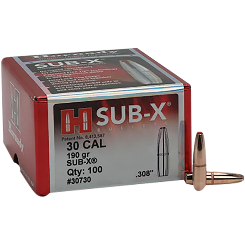 Hornady Sub-X .308 190gr Subsonic Expanding Reloading Bullets, 100 Count 30730