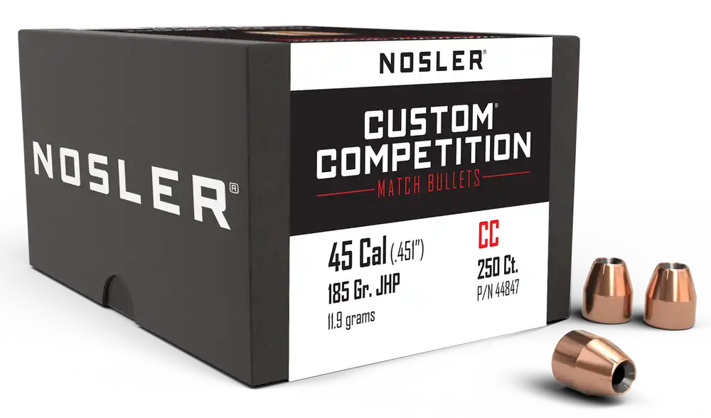 Nosler Custom Competition .45 Cal (.451) 185gr Jacketed Hollow Point Bullets 250/Box 44847