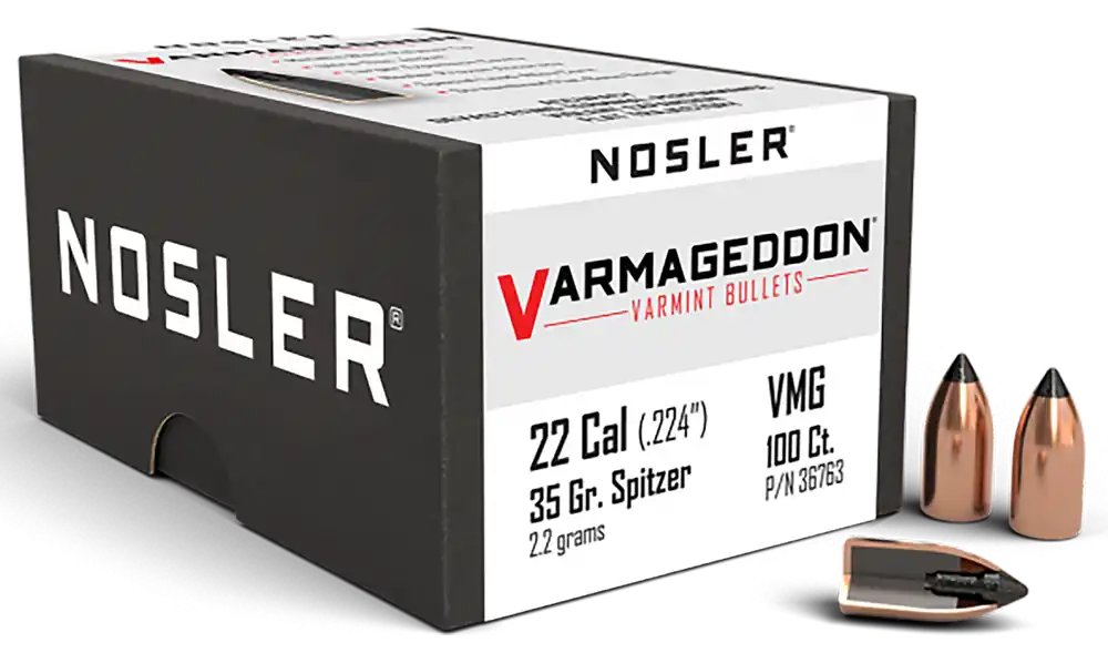 Nosler Varmageddon .22 Cal 35gr Flat Base Tipped Varmint Rifle Bullets, 100 Count 36763
