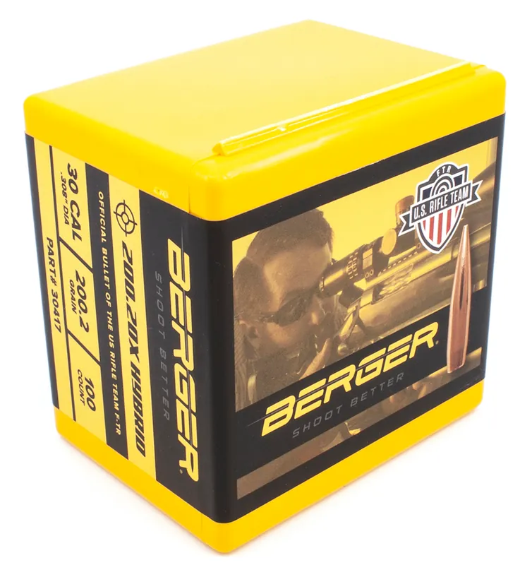 Berger Bullets .30 Cal 200.20gr Hybrid Target Boat Tail Match Reloading Bullets 100/Box 30417