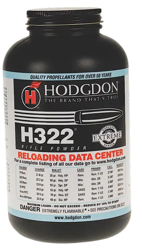 Hodgdon Extreme H322 Smokeless Rifle Powder 1 lb, Fine Extruded Match Accuracy Propellant, 3221