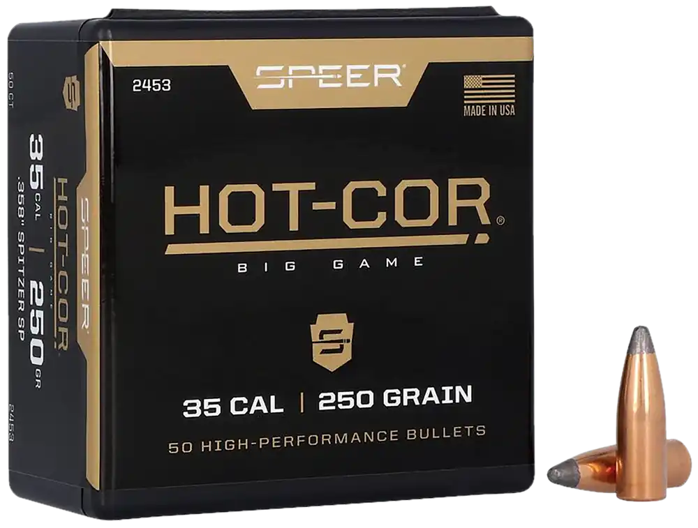 Speer Hot-Cor Rifle Reloading Bullets .358 250gr Spitzer Soft Point, 50 Count 2453