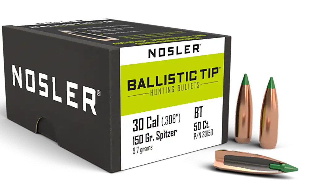 Nosler Ballistic Tip Hunting Bullets .30 Caliber 150 Grain Spitzer Boat Tail, 50 Count 30150