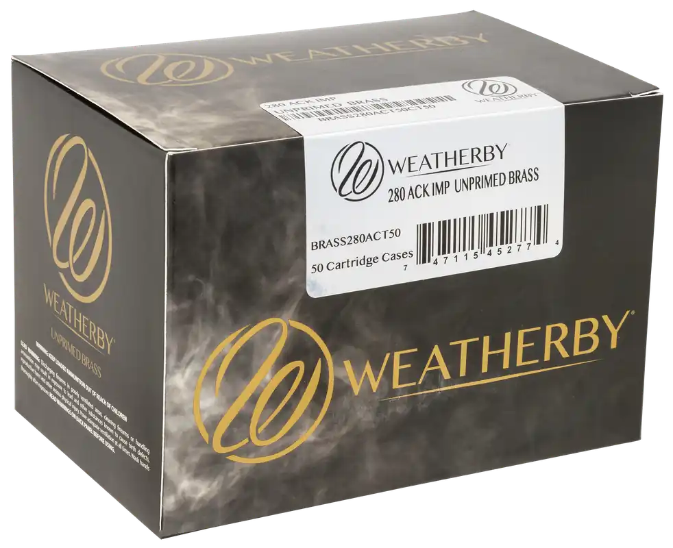 Weatherby .280 Ackley Improved Unprimed Rifle Brass Cases 50/Box CNC Primer Pockets BRASS280ACT50
