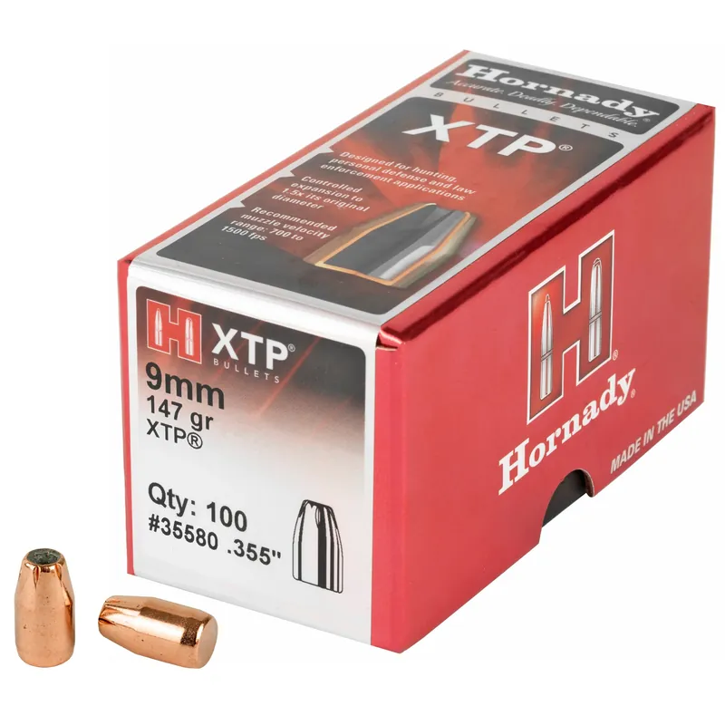 Hornady Extreme Terminal Performance XTP 9mm .355 147gr JHP Reloading Bullets 100ct 35580