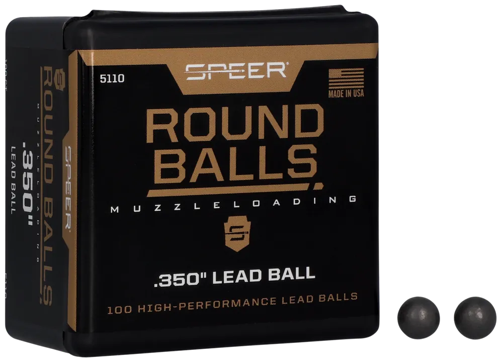 Speer Ammo Swaged Lead Round Balls .350in 36 Cal 64gr 100 Count Box 5110