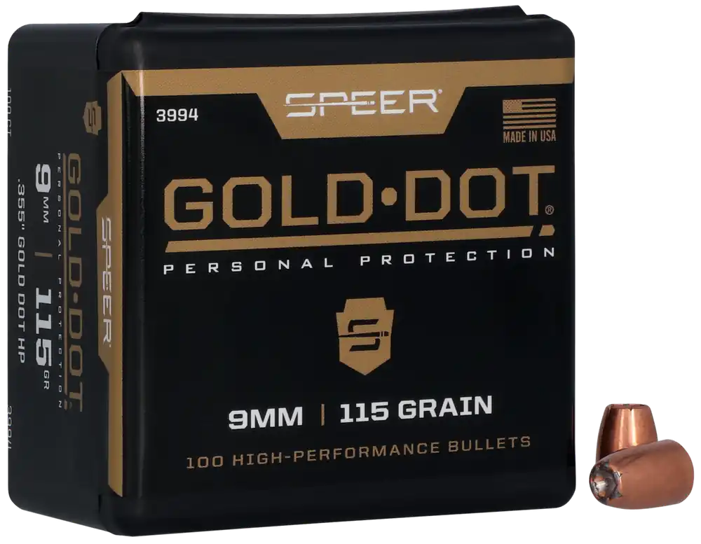 Speer Ammo Gold Dot Personal Protection 9mm .355 115gr Hollow Point Reloading Bullets 3994