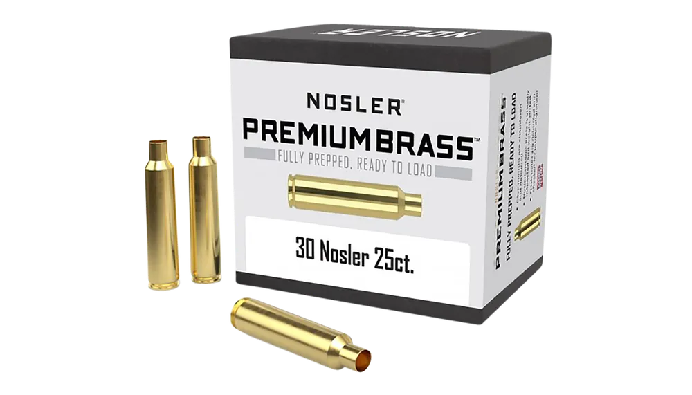 Nosler Premium Unprimed Rifle Brass Cases for 30 Nosler, Fully Prepped 25/Box 10221